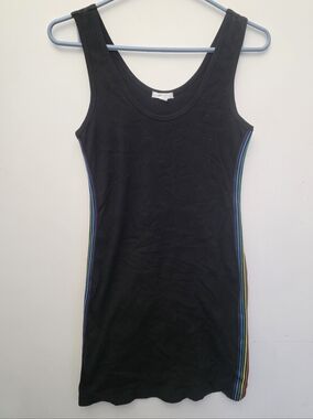 Black Ribbed Tank Top w/ Rainbow Pride Side Stripes – Fitted Stretch Sleeveless